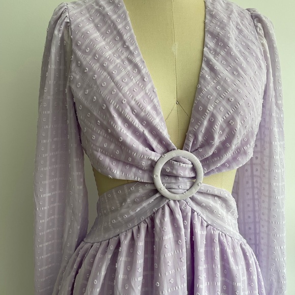LILAC OPEN FRONT DETAIL DRESS - Picture 2 of 9
